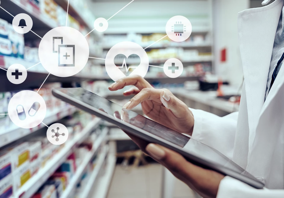 Pharmacist Working on a Tablet