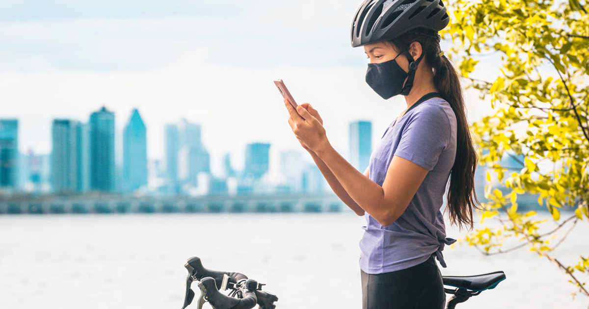 Checking Phone on Bike