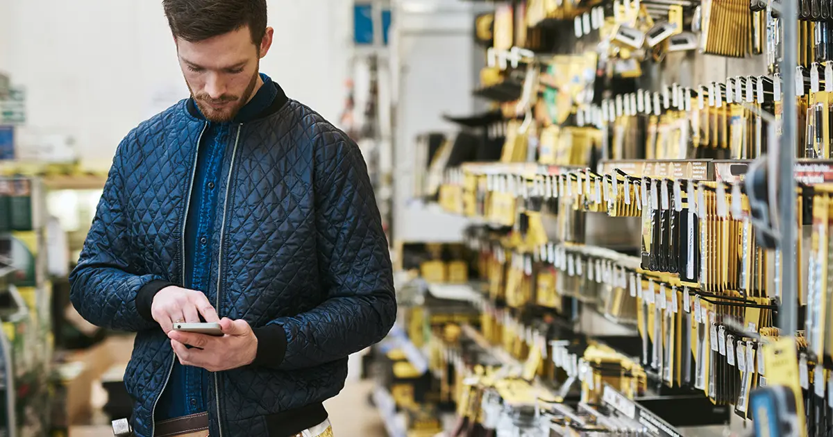 Man Shopping in Hardware Store